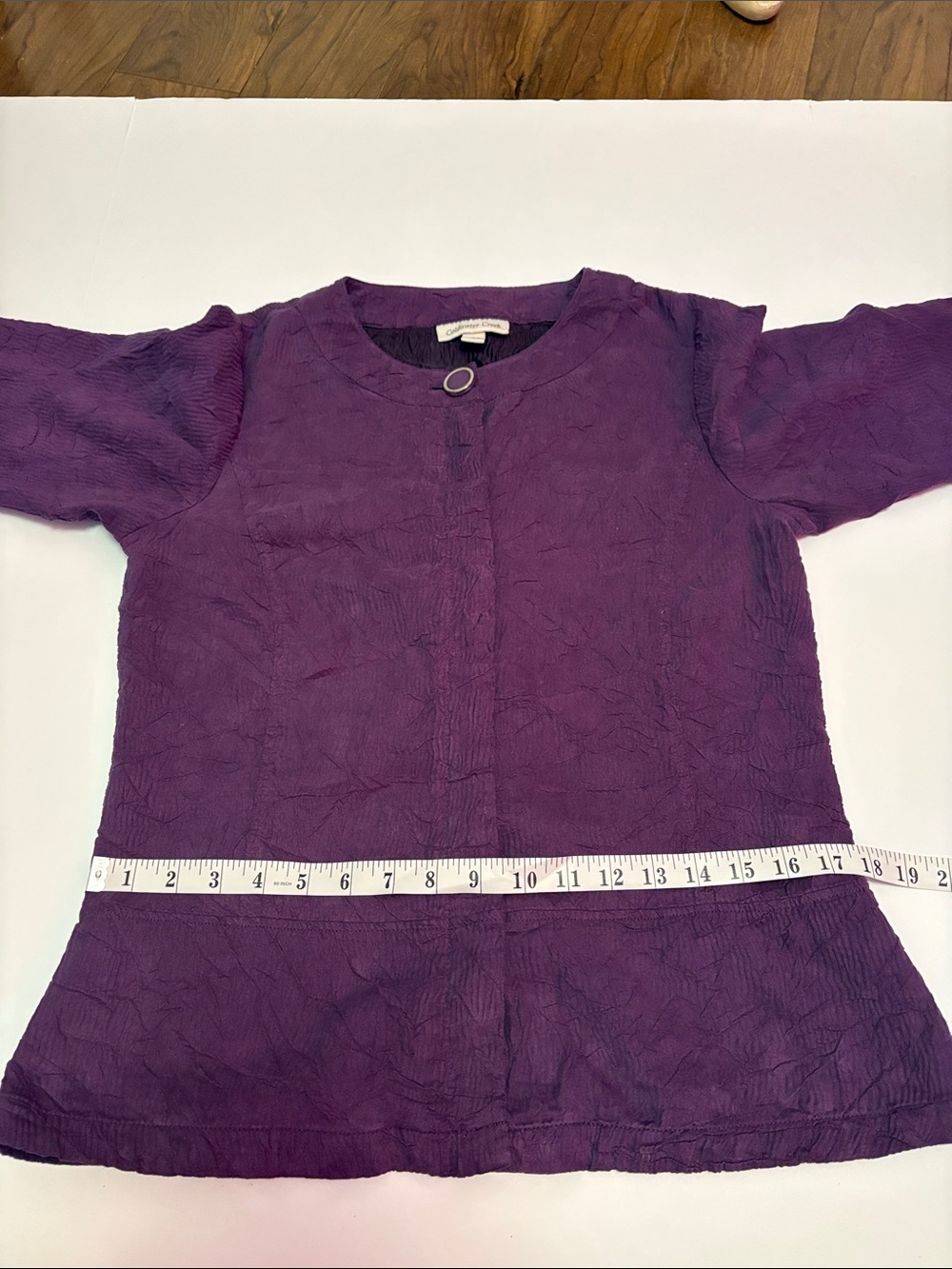 Coldwater Creek Purple Crinkle Textured Collarless Jacket, women’s Sz 8. - Picture 15 of 16